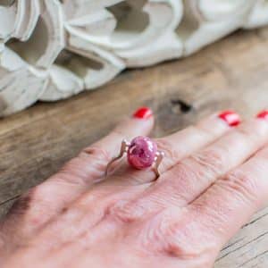 Anillo intercambiable de plata de ley con bola de cerámica